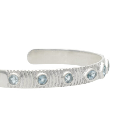 Pulsera Rigida Karvik Topacio Azul Plata 925 0