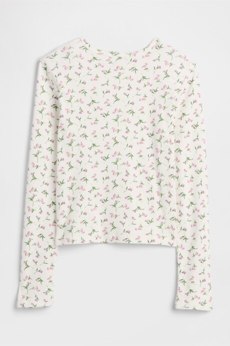 Remera Rib Niña White Floral Print