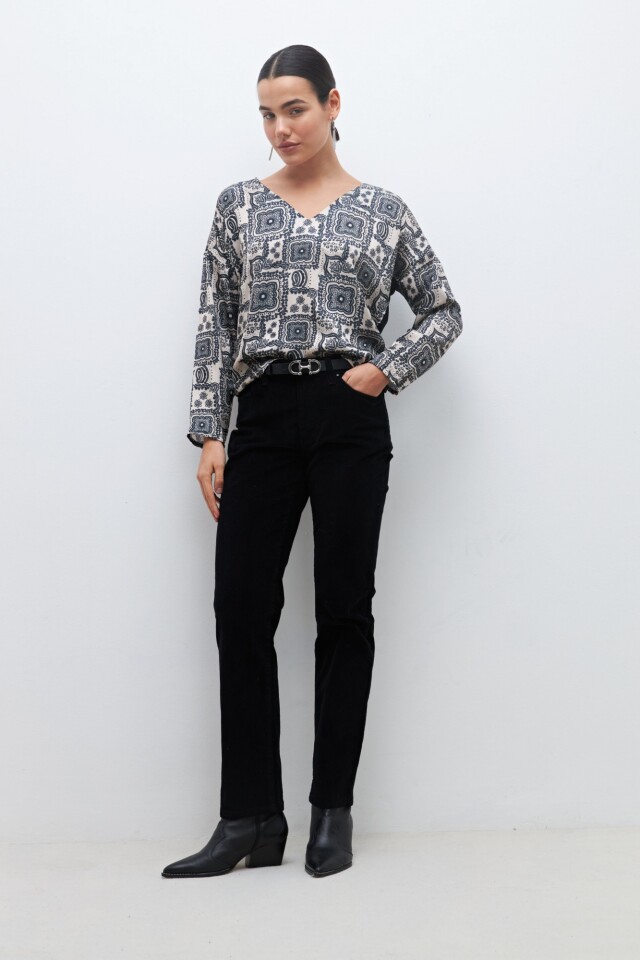 Blusa frente estampado beige