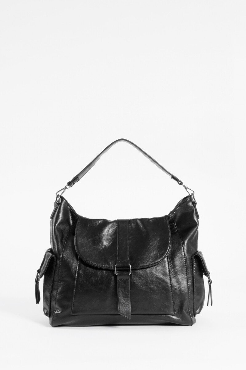 Cartera hobo con tapa negro