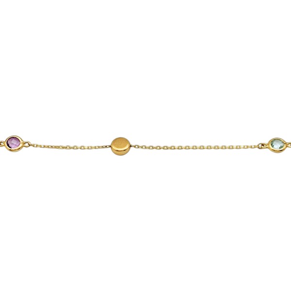 Pulsera Solitario -Oro bajo-Zirconia y Amatista-PU8074 Conpiedra