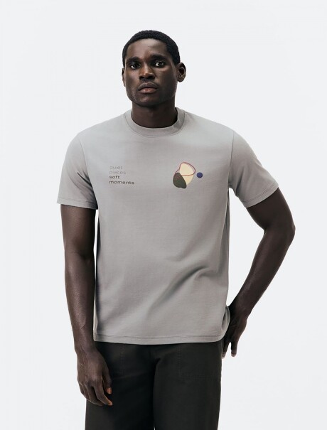 CAMISETA CON ESTAMPA MODELO REGULAR GRIS