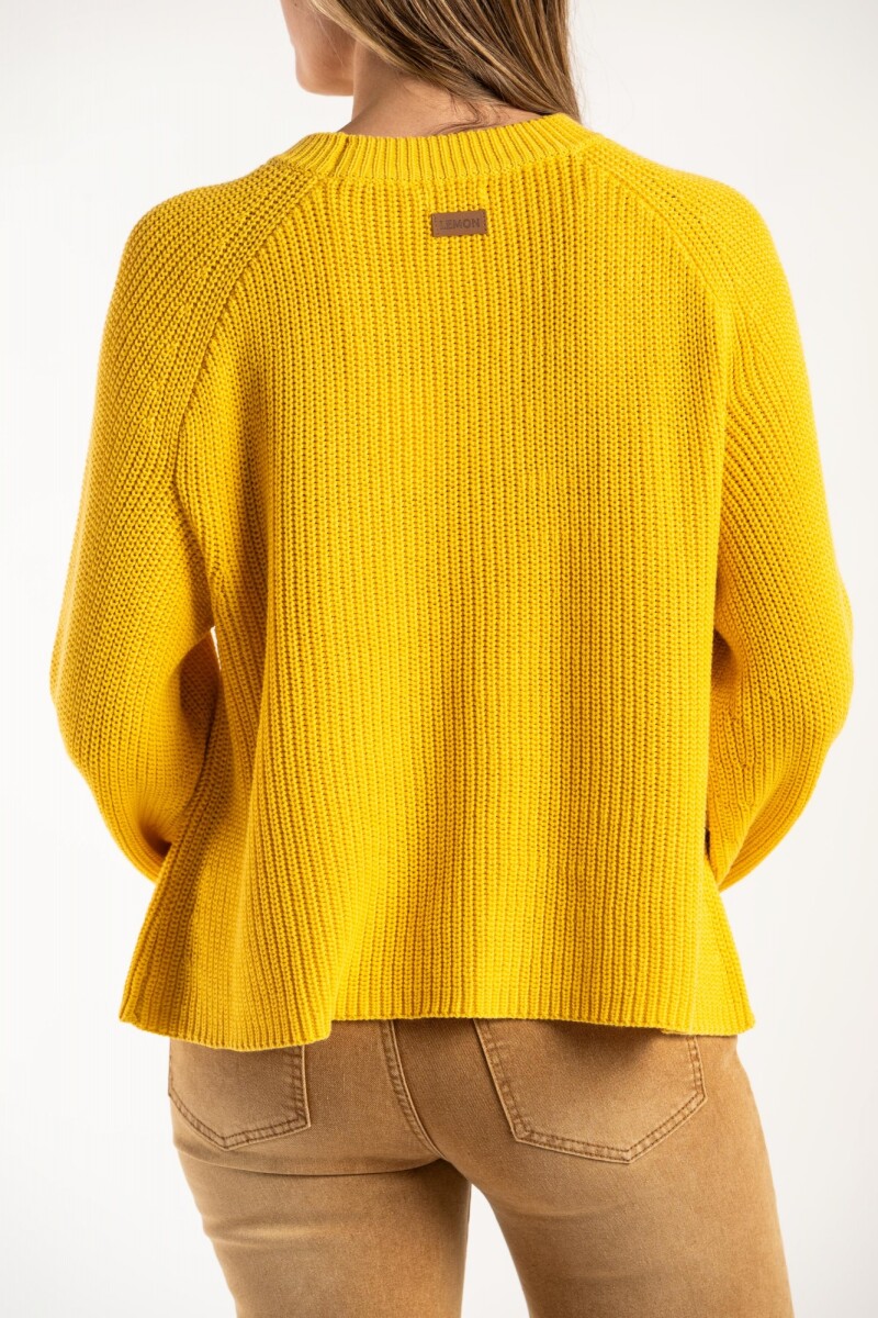 Sweater Algodon Con Bordado Amarillo