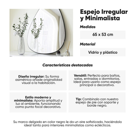 Espejo Irregular y Minimalista Negro