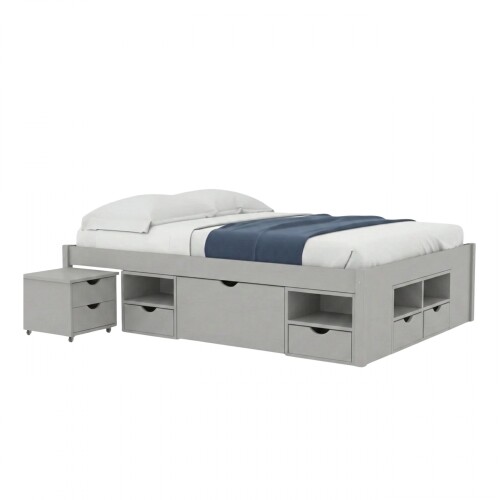 Cama 2 plazas con Cajones - Charme - Linea Funcional Gris