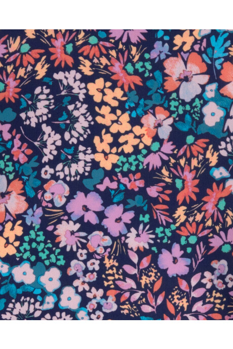 Malla de baño dos piezas, manga larga, con protección UPF 50+, diseño floral. Talles 2-5T Sin color