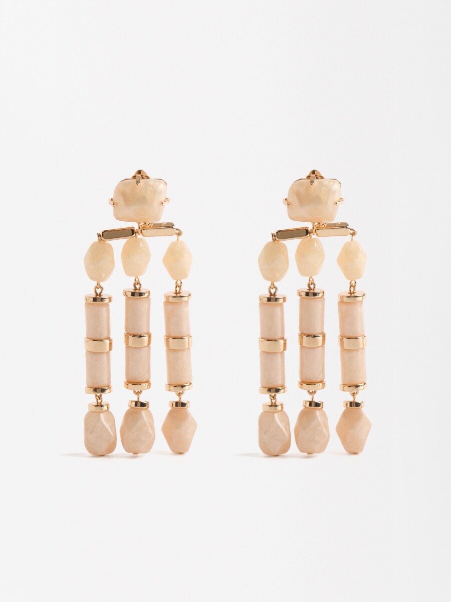 Pendientes Largos Efecto Piedra beige