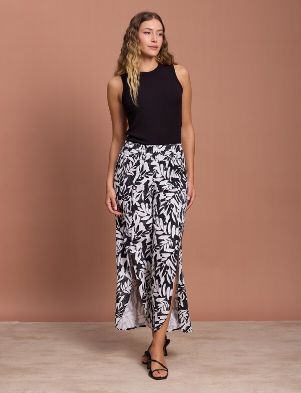 Pantalon Lino Printed NEGRO/BLANCO