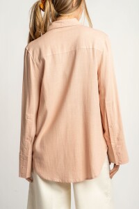 Camisa Con Lino Rosa