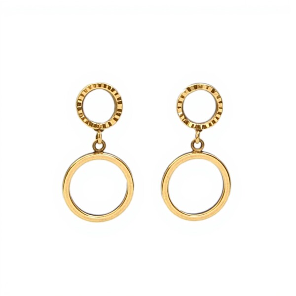 Caravanas colgante Circulo doble oro- Oro bajo - Sin piedra-CA8015 sinpiedra