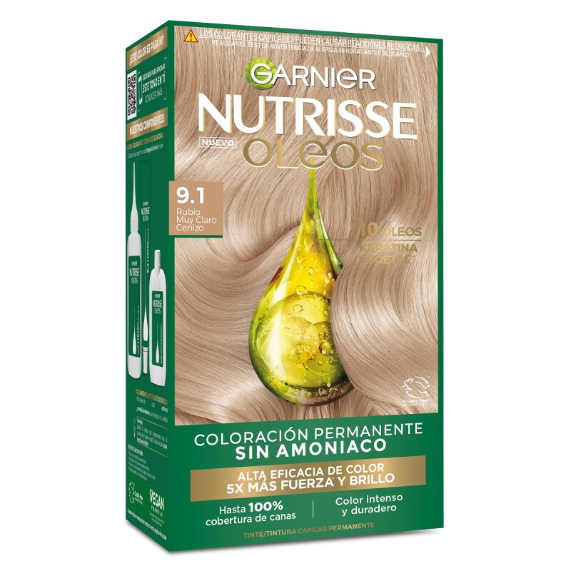 Tinta Garnier Nutrisse Oleos N°9.1 Rubio Cenizo Tinta Garnier Nutrisse Oleos N°9.1 Rubio Cenizo