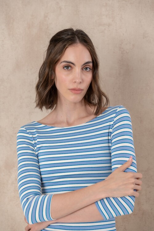 T shirt rayas Celeste