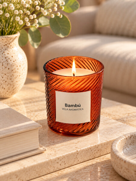 VELA FRASCO VIDRIO LISTRAS ROSA VIEJO