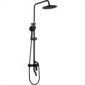 Barral De Ducha Con Teléfono de Ducha Cabezal Brazo Manguera y Monocomando Acero inoxidable Negro Barral De Ducha Con Teléfono de Ducha Cabezal Brazo Manguera y Monocomando Acero inoxidable Negro
