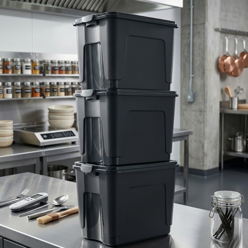 Set x3 Cajas organizadora 40lt NEGRO
