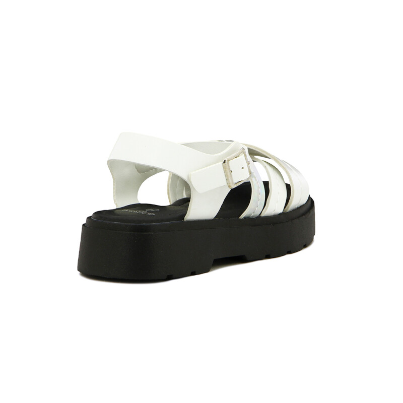 Angus Sandalia Niña Tira Cruzada C/ Pulsera Y Hebilla Blanco