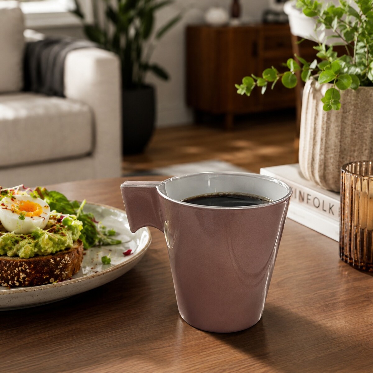 Vaso para Cafe en Vidrio y Asa 220ml - Por Unidad - Rosa Viejo 