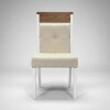 Silla tapizada en tela beige, patas en color blanco - PRODUCTO CON PEQUEÑOS DETALLES. Silla tapizada en tela beige, patas en color blanco - PRODUCTO CON PEQUEÑOS DETALLES.