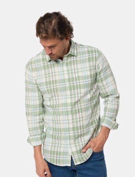 CAMISA DE LINO A CUADROS Verde