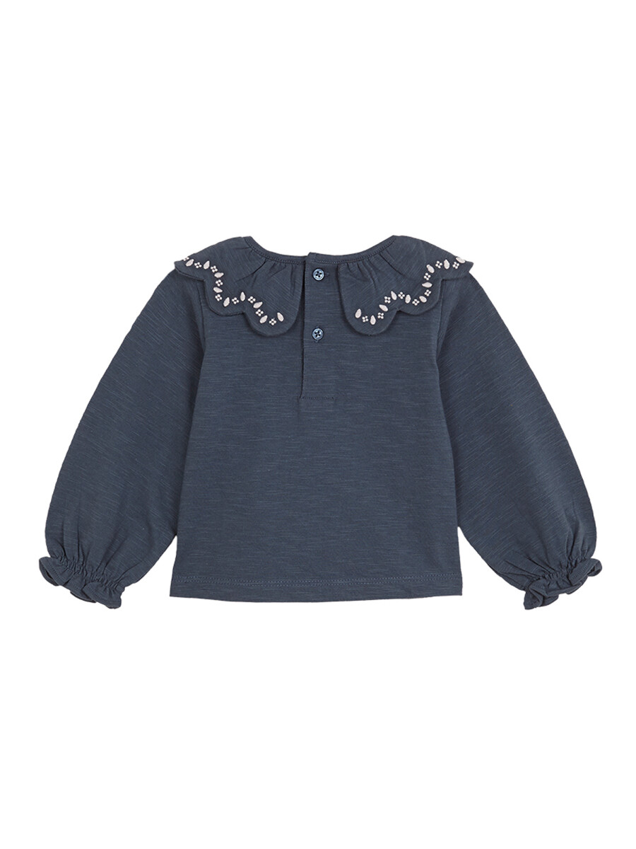 Camiseta Con Bordado Petroleo