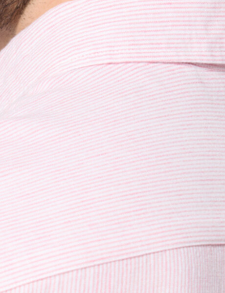 CAMISA DE LINO RAYADA Rosa