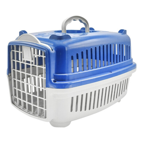 Transportadora Rígida Para Mascotas N1 Perro Gato Resistente Variante Color Azul