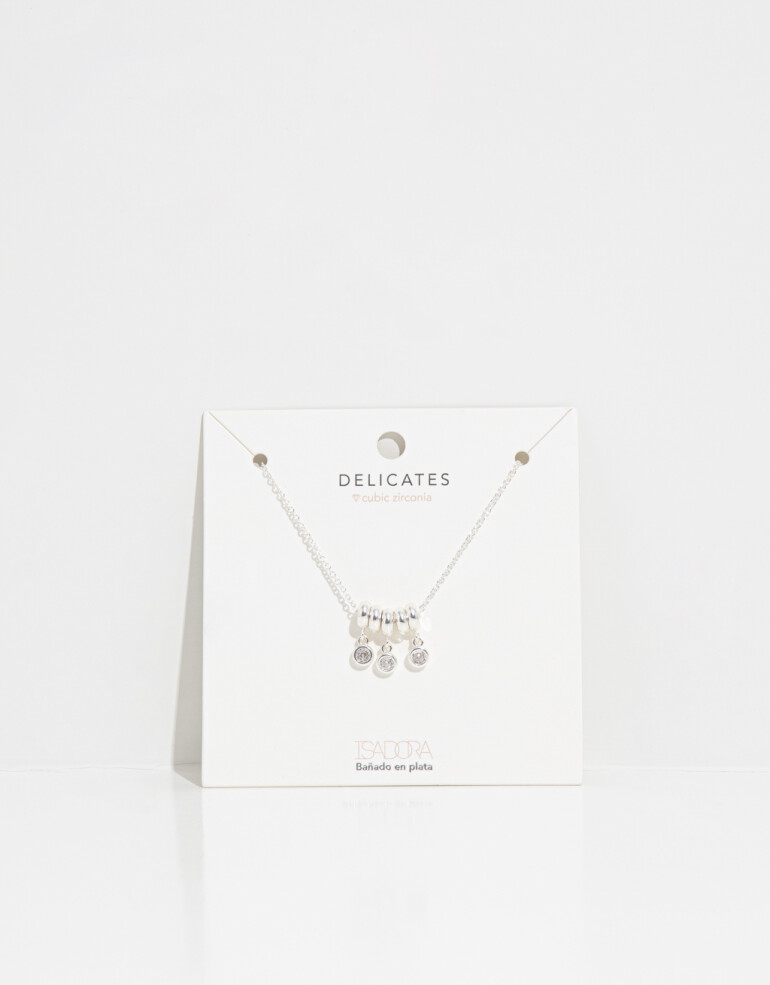 Cadena Corta con Dije Strass Collar Con Dije De Cubic Zirconia - Plateado