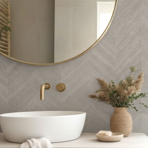 PORCELANATO GRIS con Diseño ACETINADO 63X121Cm Pared GAMAS DE GRIS