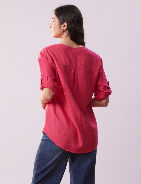 Blusa Lino Botones FUCSIA