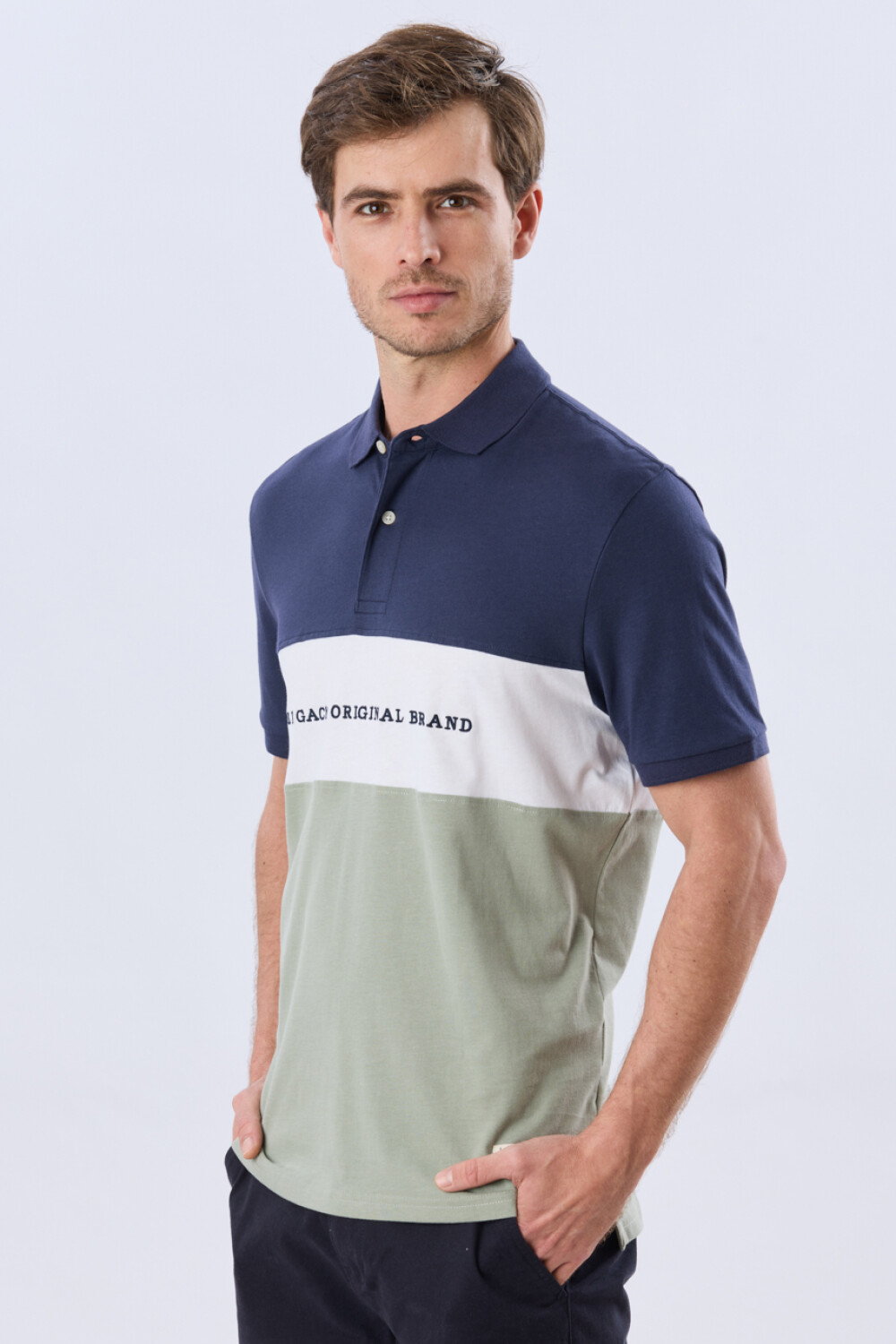 REMERA POLO RAYADA JERSEY Azul