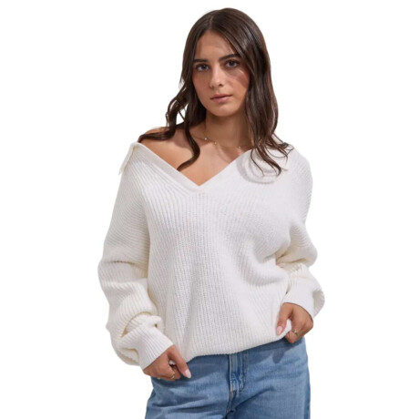 Buzo Rhythm Muse V-Neck Collared Blanco