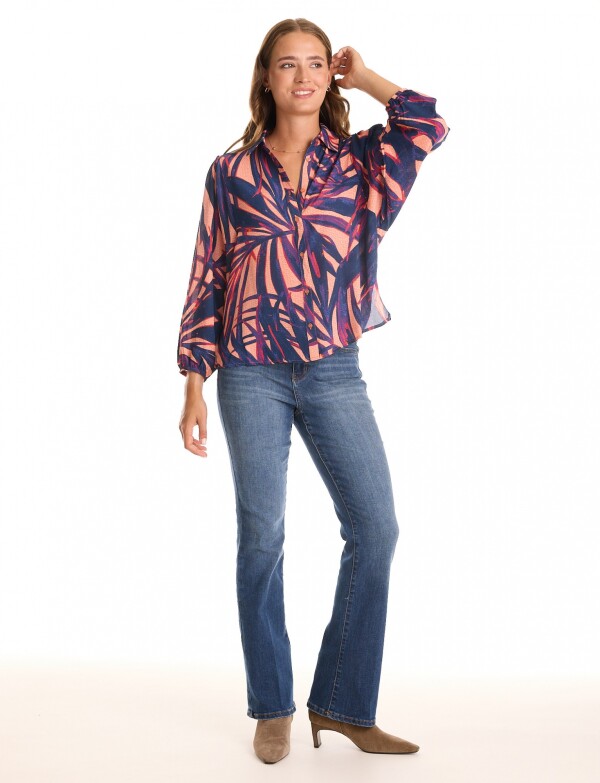 Camisa Dolman Printe AZUL/MULTI