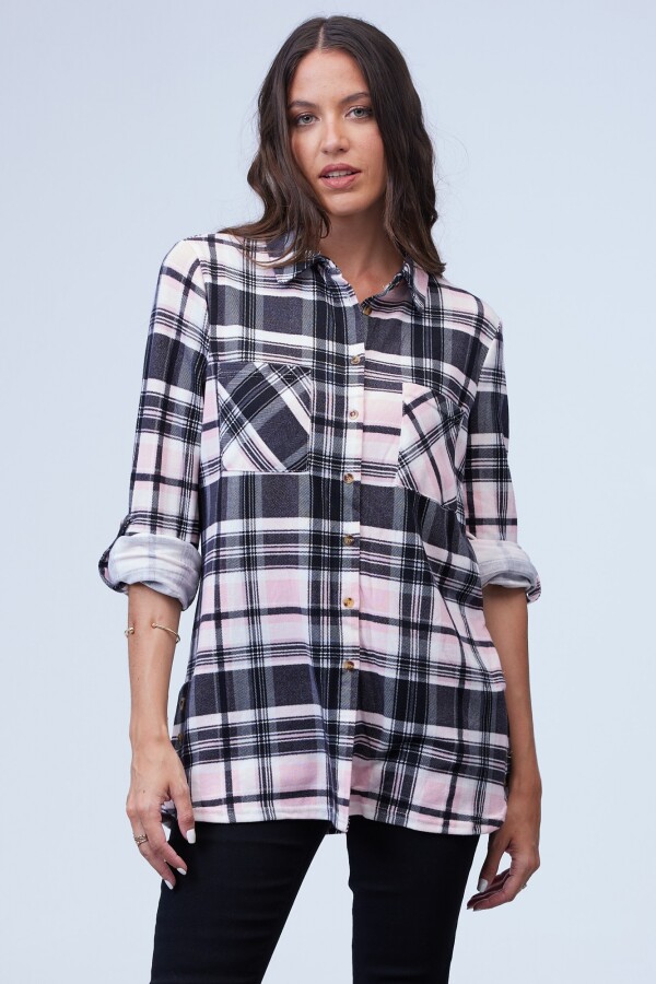 Camisa Soft Cuadros NEGRO/ROSA