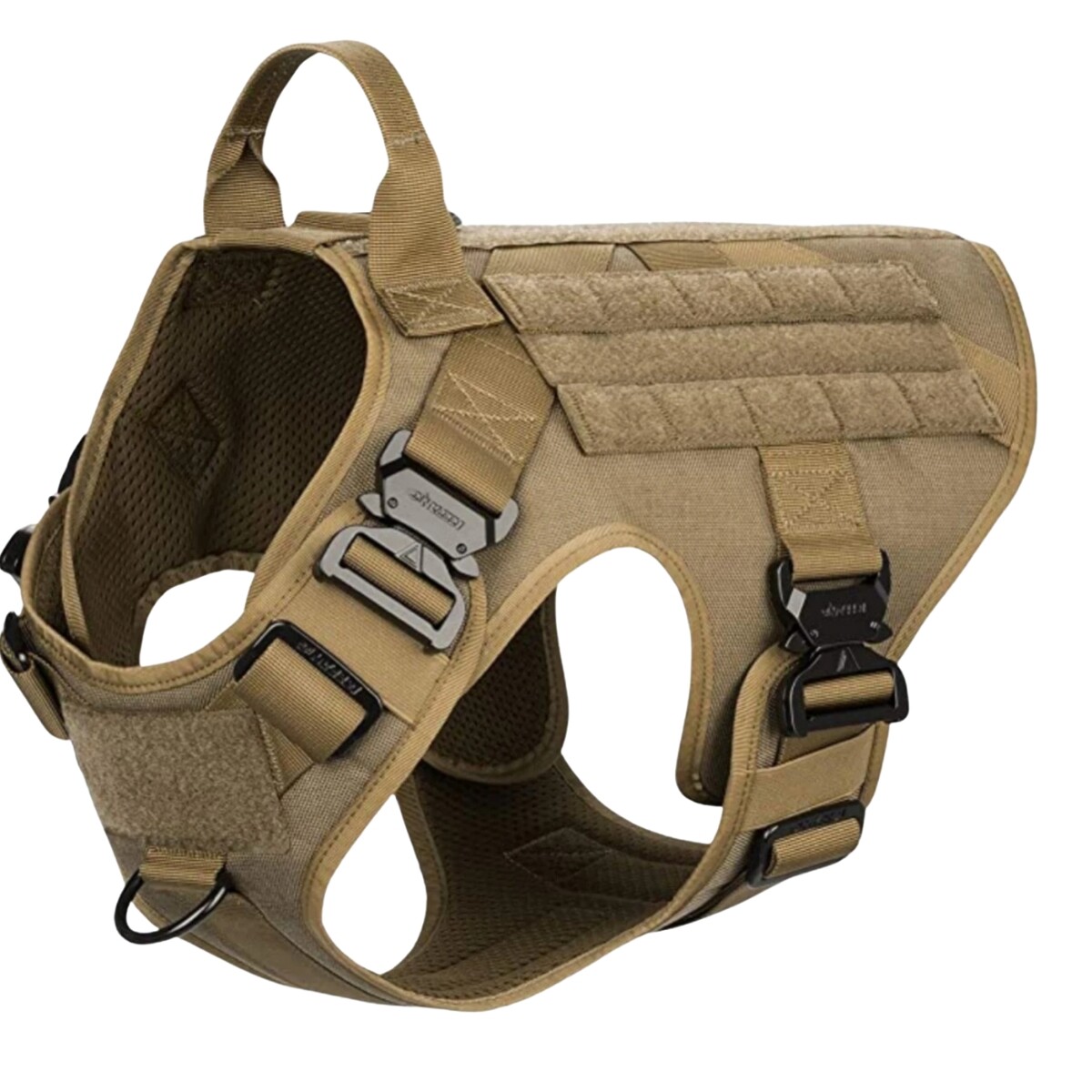 Arnés táctico para perro con hebillas metálicas - Caqui 