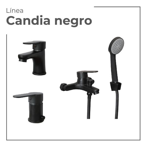 JUEGO DE GRIFERIA MODELO CANDIA NEGRO - Lavatorio + bidet + ducha Juego De Griferia Modelo Candia Negro - Lavatorio + Bidet + Ducha