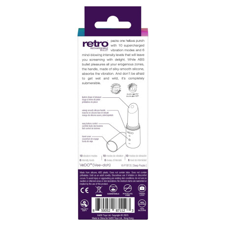 Bala Vibradora Lipstick Vedo Retro Recargable Violeta