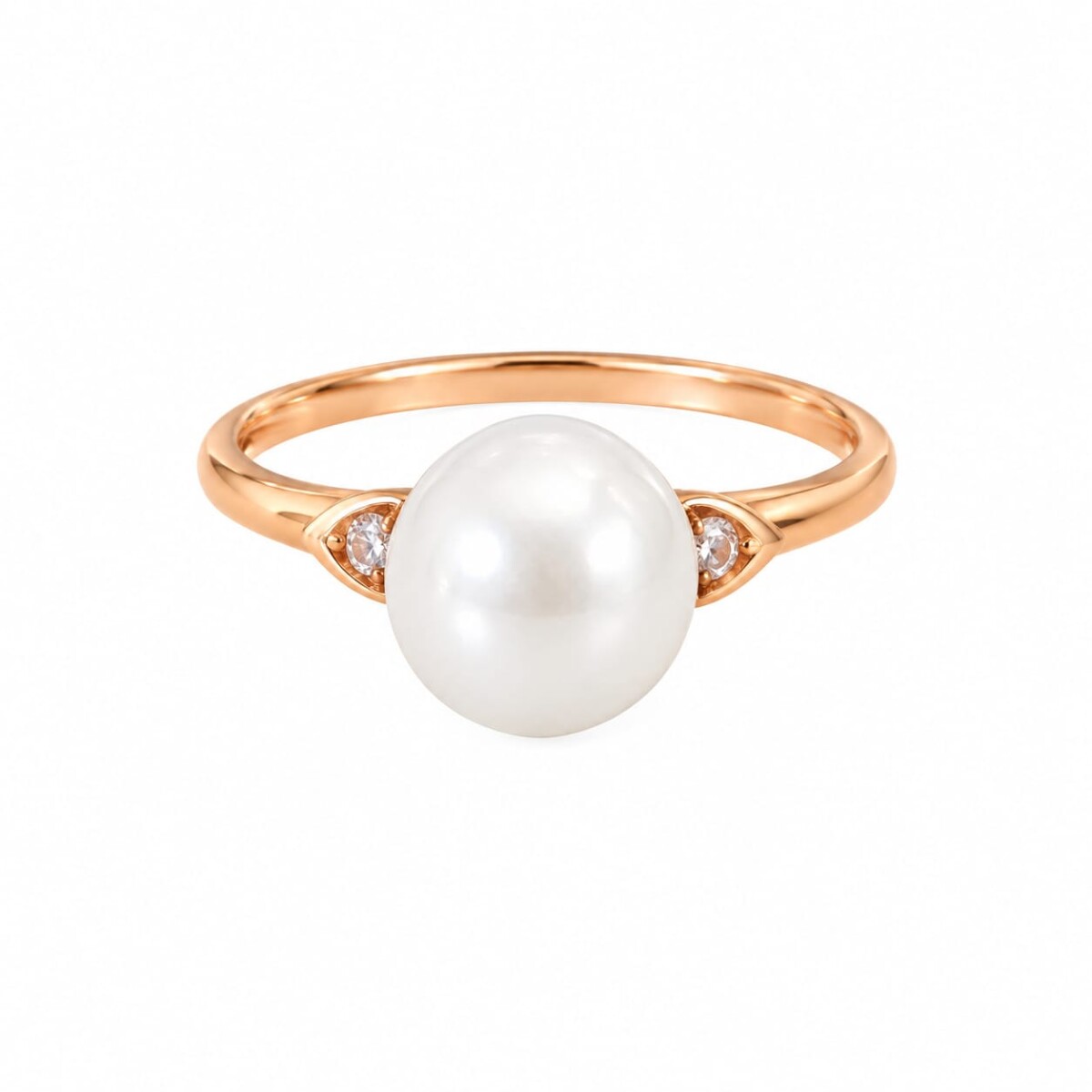 Anillo Solitario-Oro bajo-Perla española y Zirconia-AN8270 - conperla 