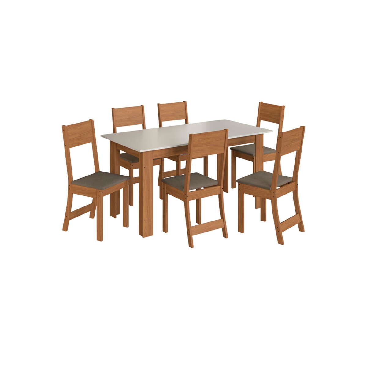 Conjunto Comedor 1500 6 Sillas Atlanta Indékes Freijo | Off White | Tela Cacao 