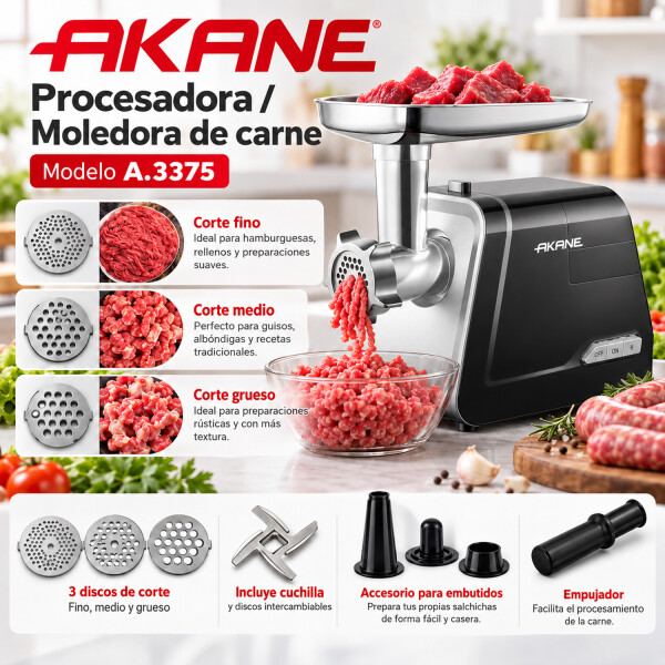 Procesadora / Moledora De Carne Akane A.3375 1800w PICADORA DE CARNE AKANE A.3375