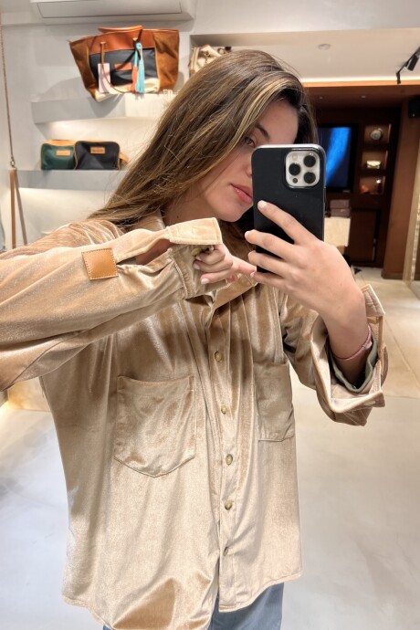 Velvet Shirt con Puño Beige