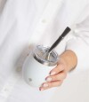 Mate Acero Inox. Con Tapa Blanco