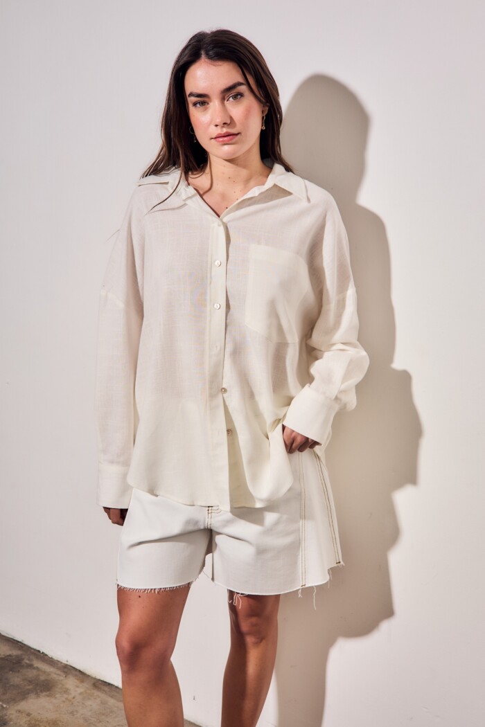 Camisa Con Lino Nácar