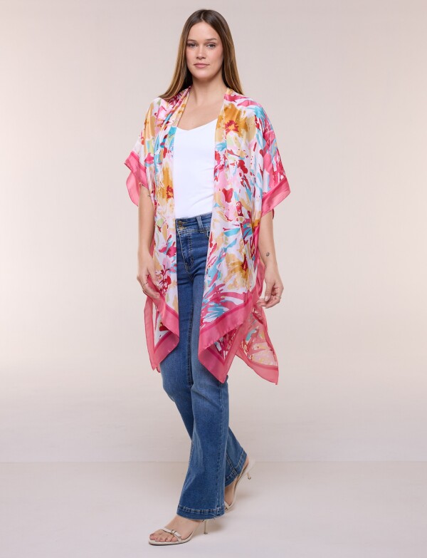 Kimono Satén Estampado Floral ROSA/MULTI
