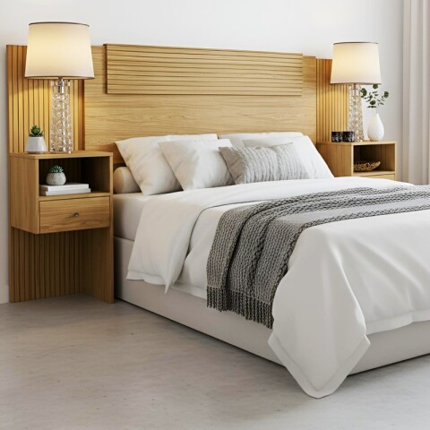 Respaldo y 2 Mesas de Luz Ajustables para Camas de 2 Plazas / Queen - Marruecos / Acanalado Respaldo y 2 Mesas de Luz Ajustables para Camas de 2 Plazas / Queen - Marruecos / Acanalado