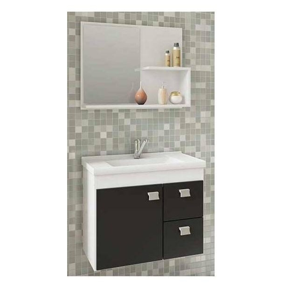 Mueble Para Baño Mgm Móveis Kit Hortencia Con Bacha Color Blanco Y Mueble Blanco/negro 