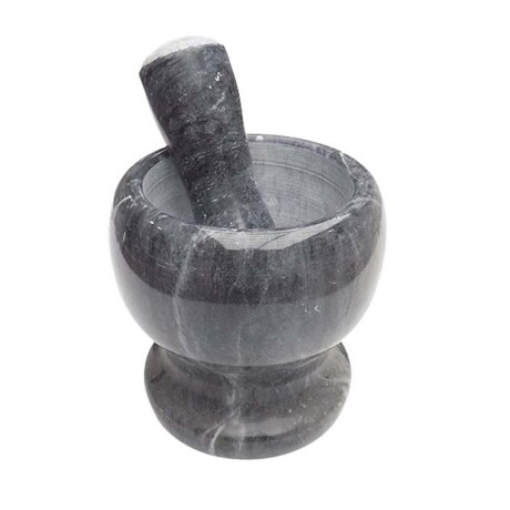 Mortero Machacador Triturador en Mármol p/ Cocina Decoración Negro