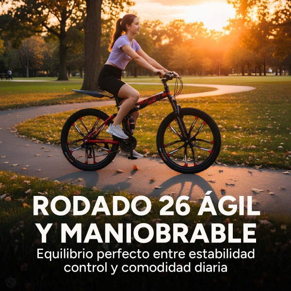 Bicicleta JJFH Rod 26 Doble Suspensión Plegable Freno Disco Rojo 1