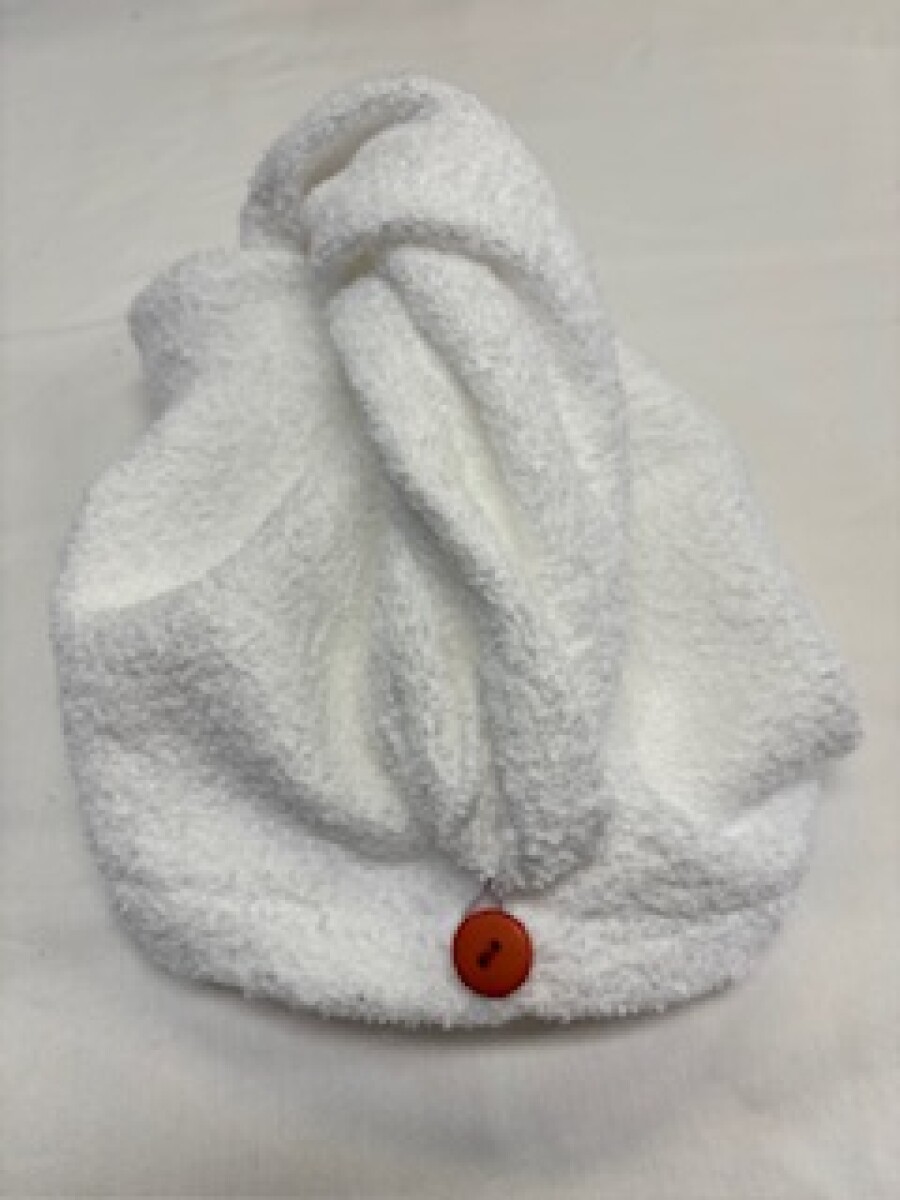 Gorro Turbante de Baño Toalla Seca Pelo Algodón - botón naranja 