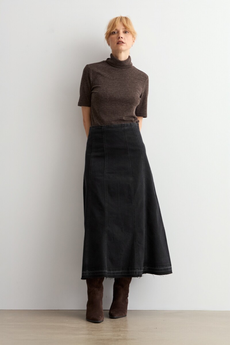 Falda de jean con cortes negro