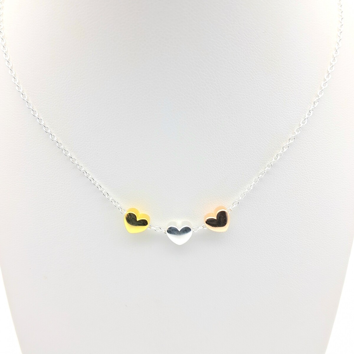 Conjunto de cadena de plata 95 con corazones . 